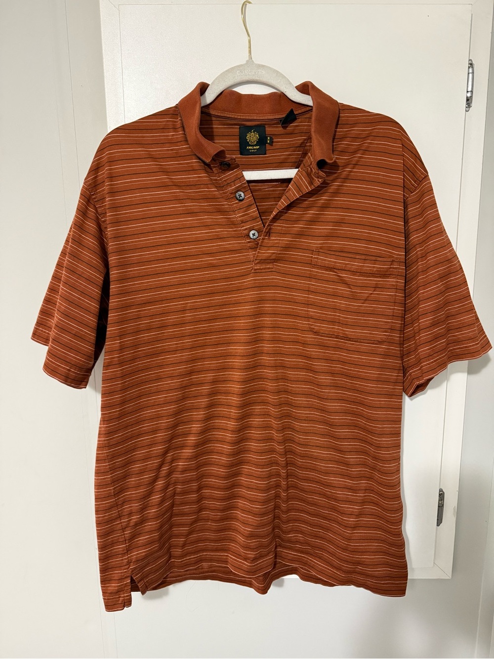 168. Vintage Trump Golf Men's Cotton Rust Striped Polo